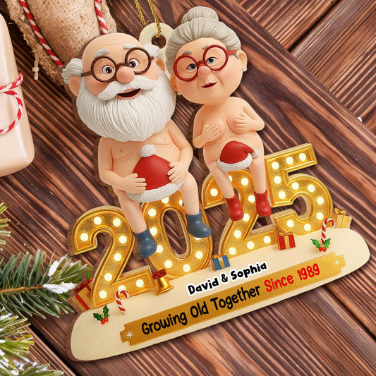 Growing Old Together, Elderly Couple Christmas Ornament