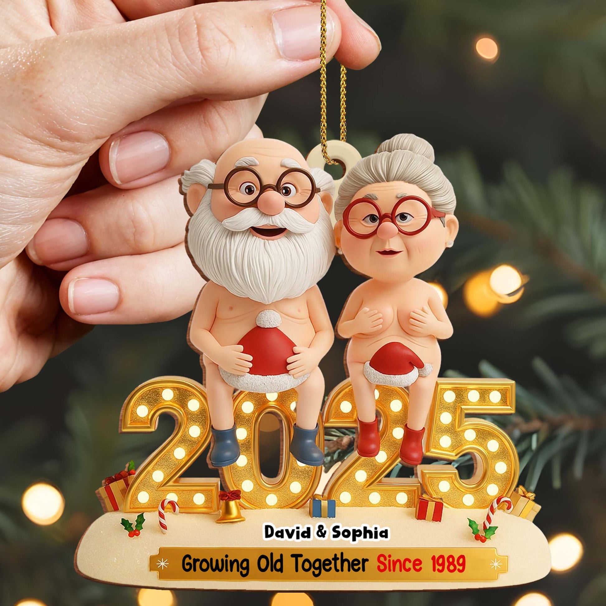 Growing Old Together, Elderly Couple Christmas Ornament