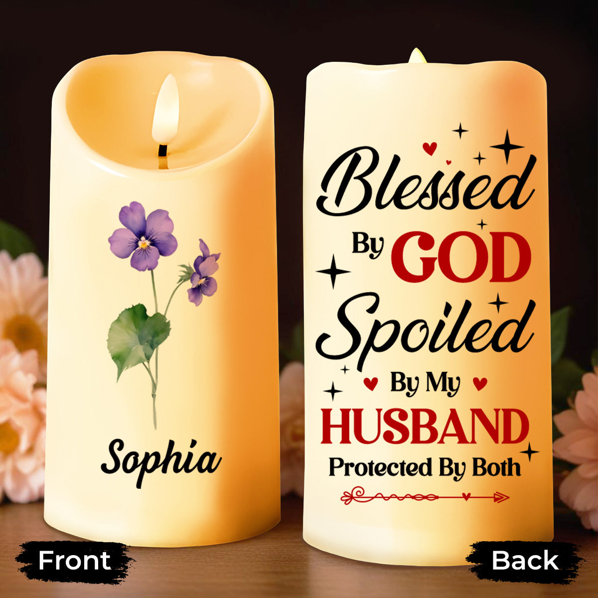 Blessed By God, Spoiled By My Husband Candle