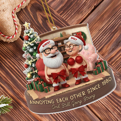 Annoying Each Other Since, Christmas Tree, Elderly Couple - Personalized Custom Acrylic Ornament, Christmas Gift - CPL910_ACO