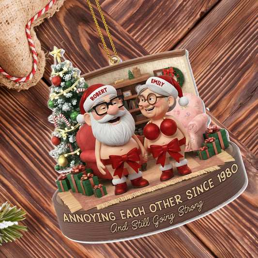 Annoying Each Other Since, Christmas Tree, Elderly Couple - Personalized Custom Acrylic Ornament, Christmas Gift - CPL910_ACO