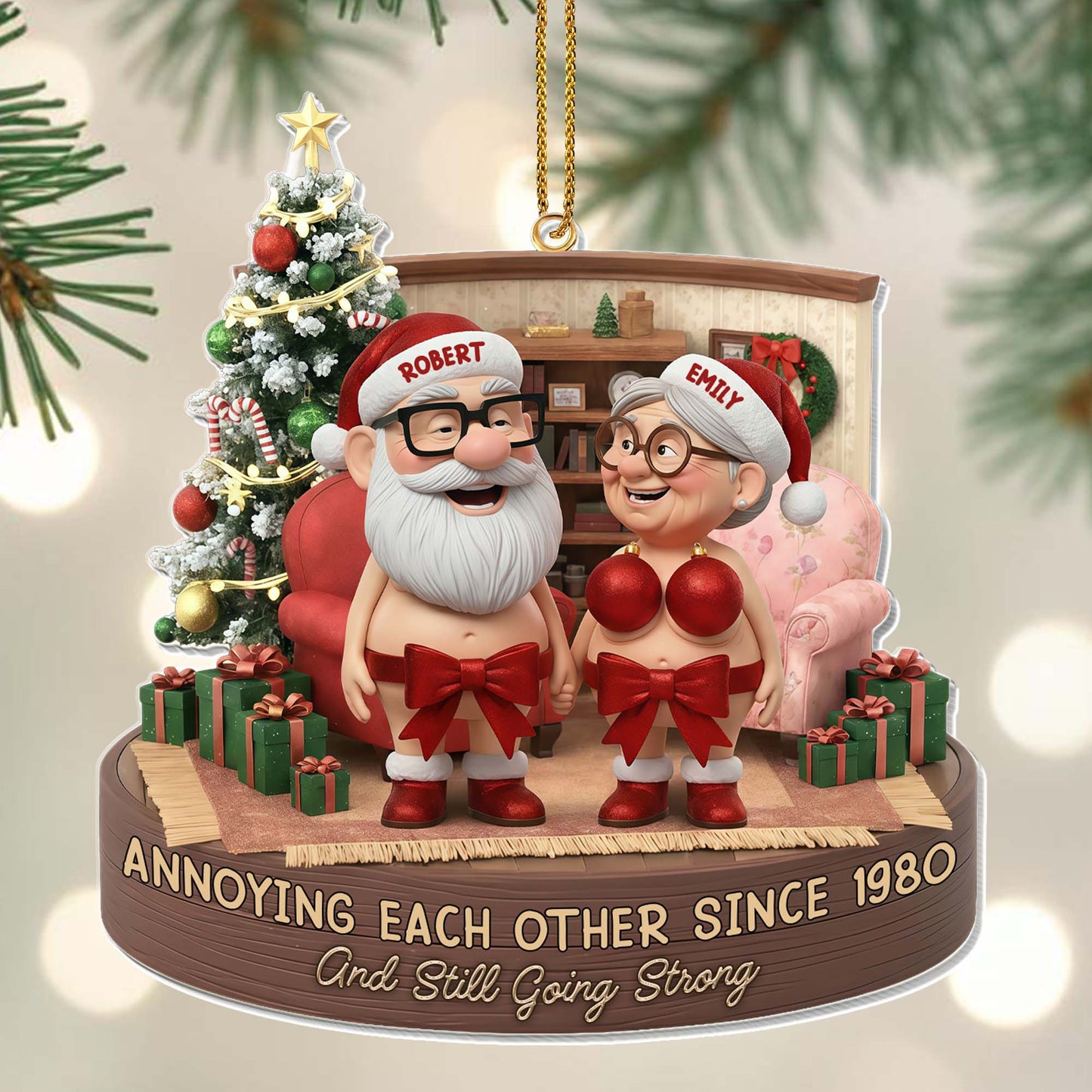 Annoying Each Other Since, Christmas Tree, Elderly Couple - Personalized Custom Acrylic Ornament, Christmas Gift - CPL910_ACO