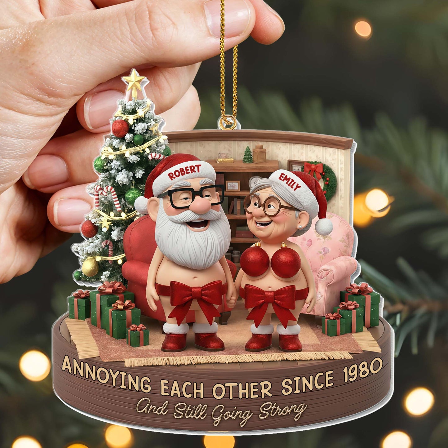 Annoying Each Other Since, Christmas Tree, Elderly Couple - Personalized Custom Acrylic Ornament, Christmas Gift - CPL910_ACO