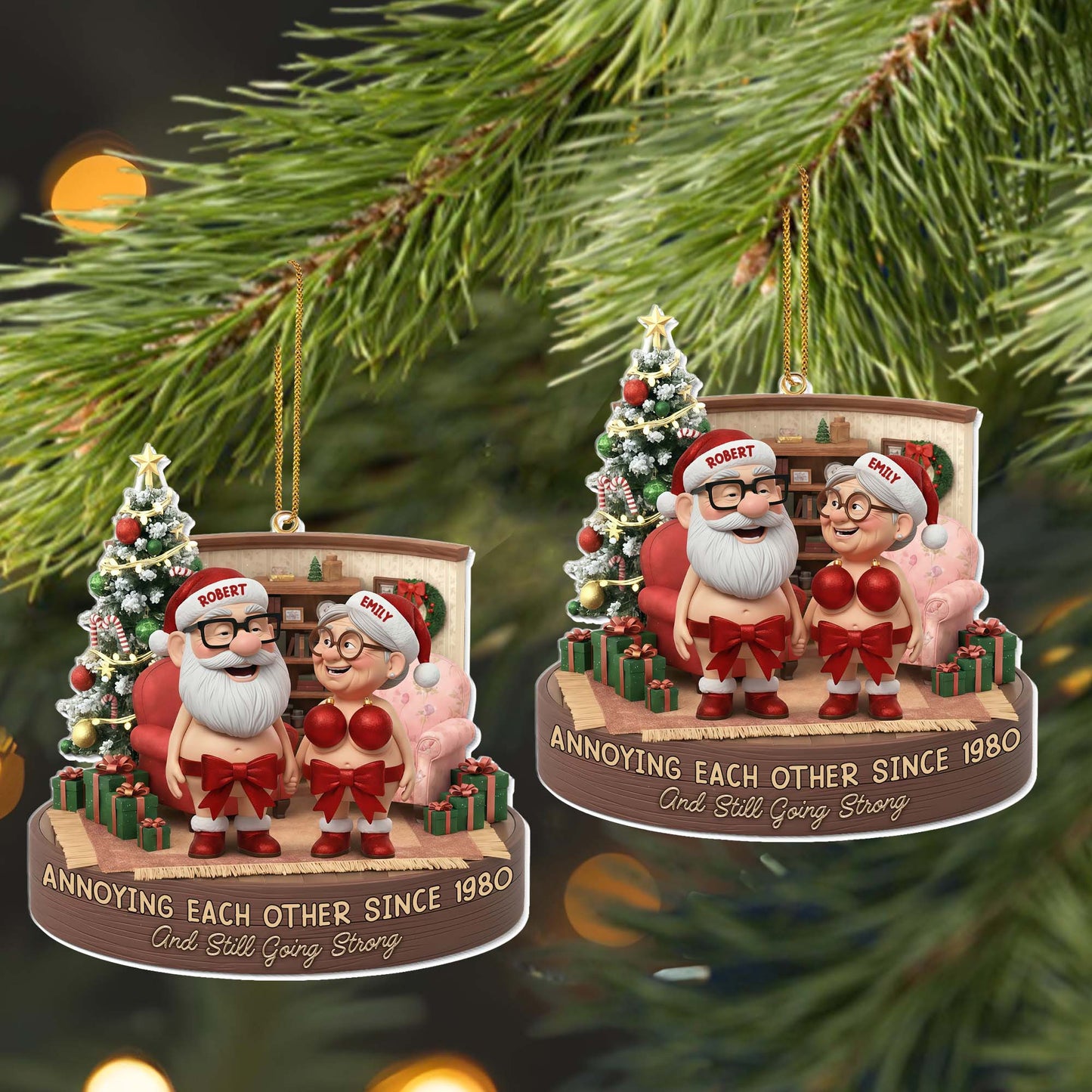 Annoying Each Other Since, Christmas Tree, Elderly Couple - Personalized Custom Acrylic Ornament, Christmas Gift - CPL910_ACO
