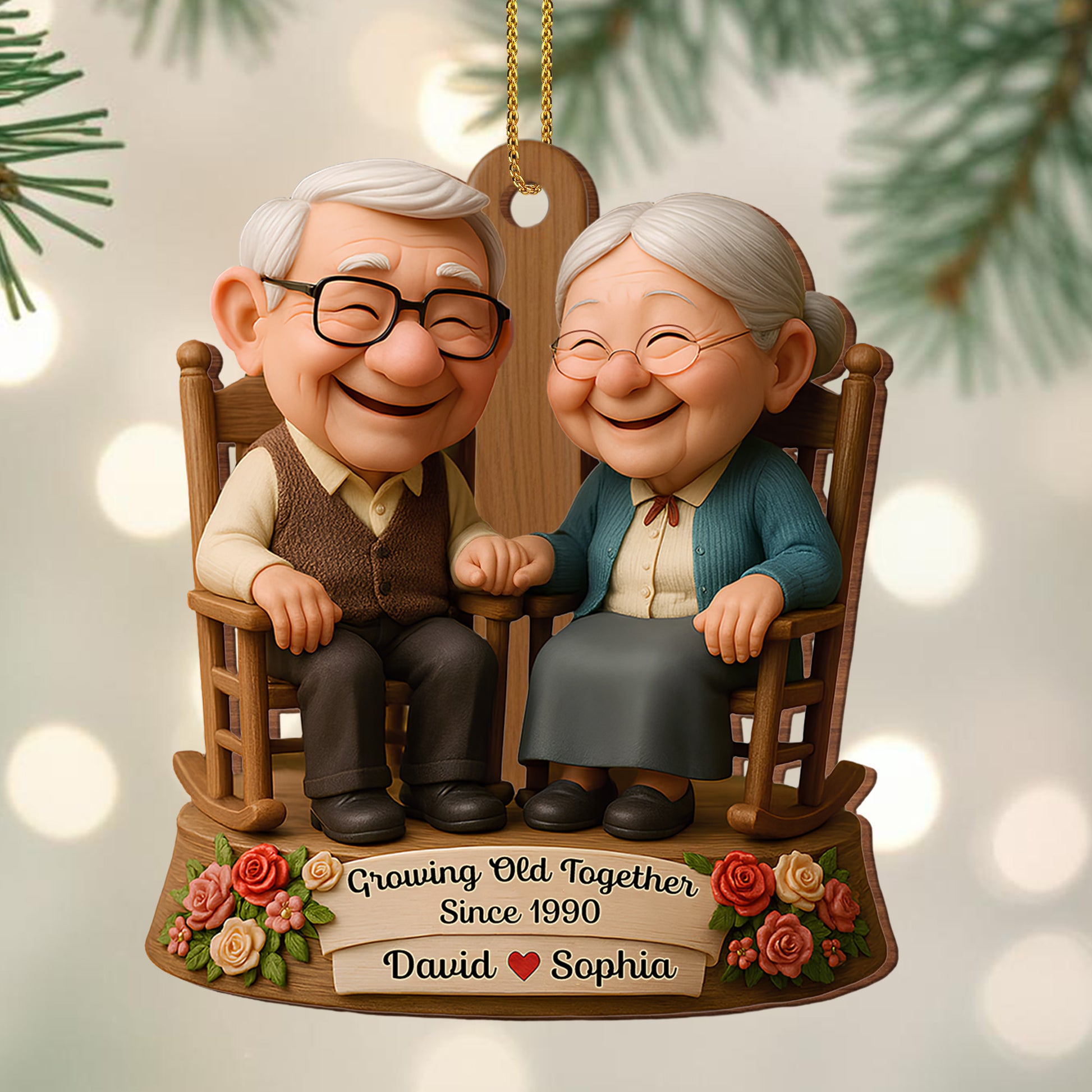 Growing Old Together, Elderly Couple On Rocking Chair