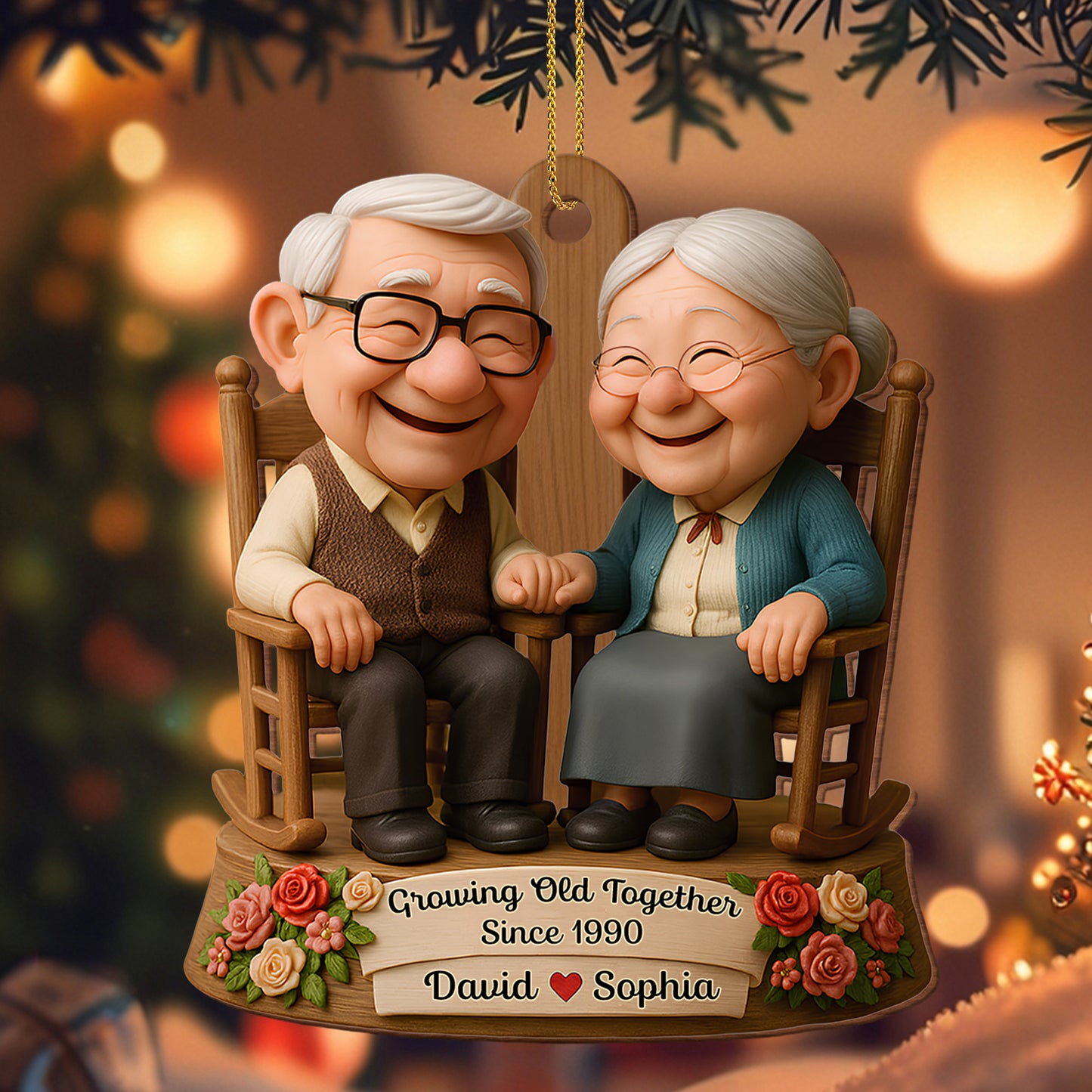 Growing Old Together, Elderly Couple On Rocking Chair