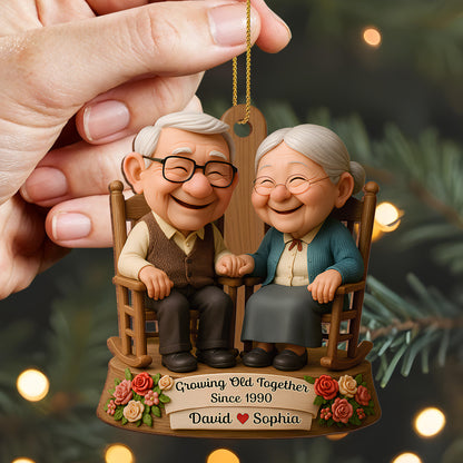 Growing Old Together, Elderly Couple On Rocking Chair