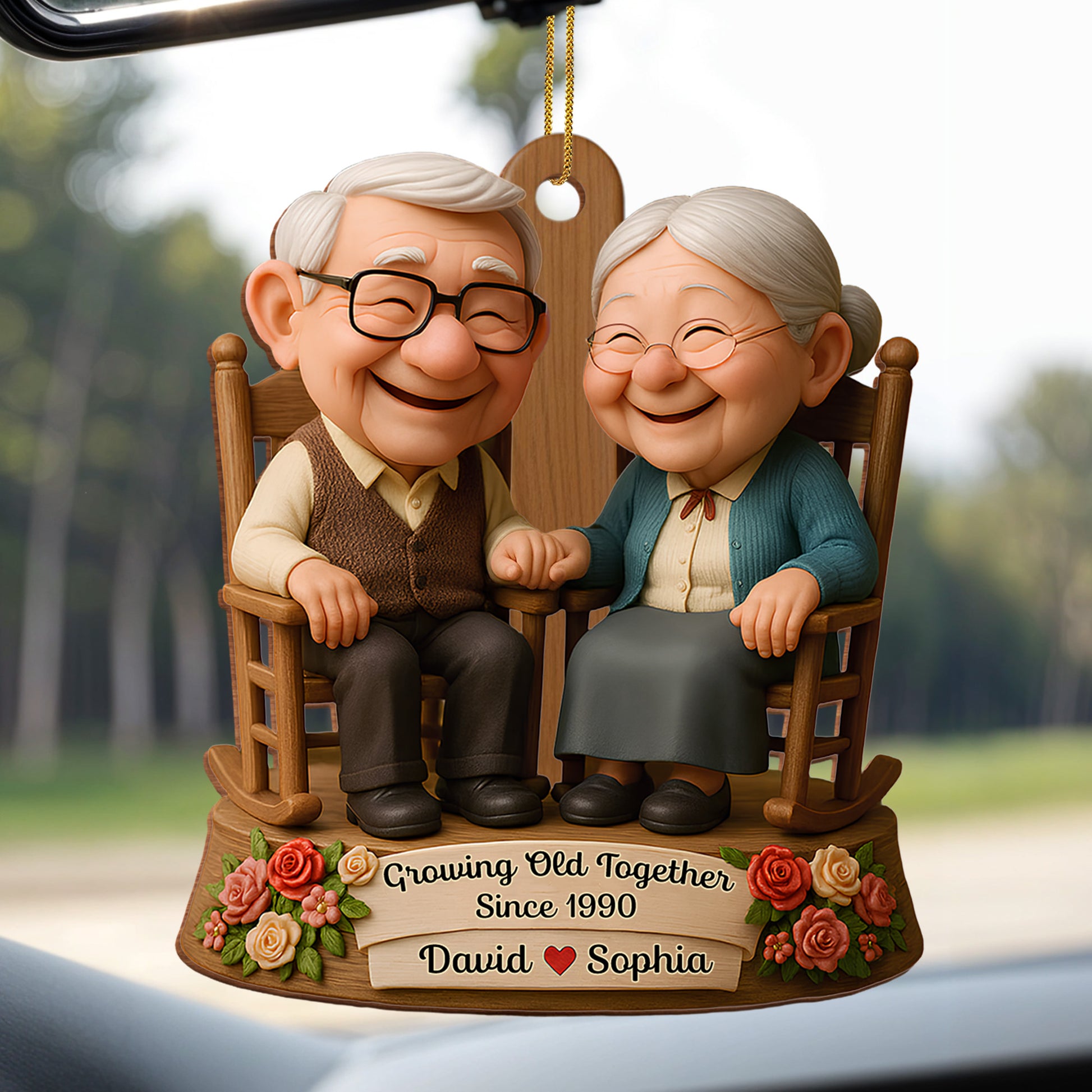 Growing Old Together, Elderly Couple On Rocking Chair