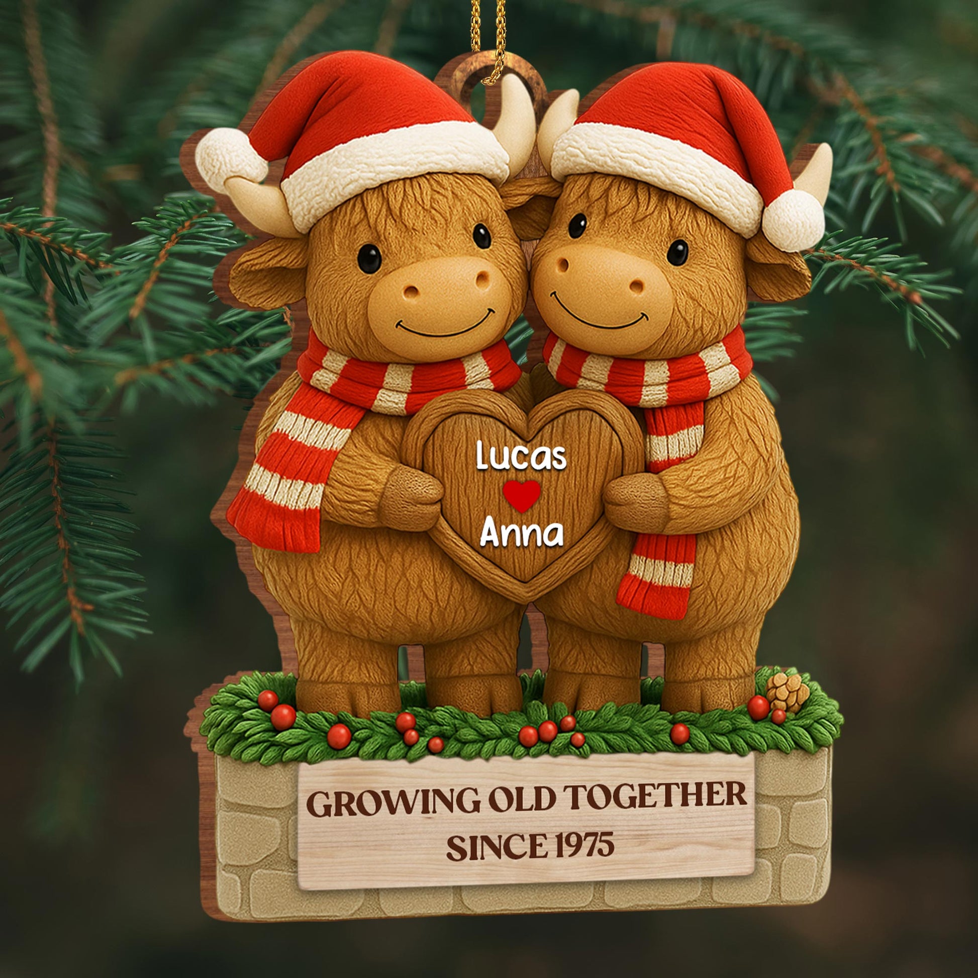 Growing Old Together, Oxen With Christmas Hats