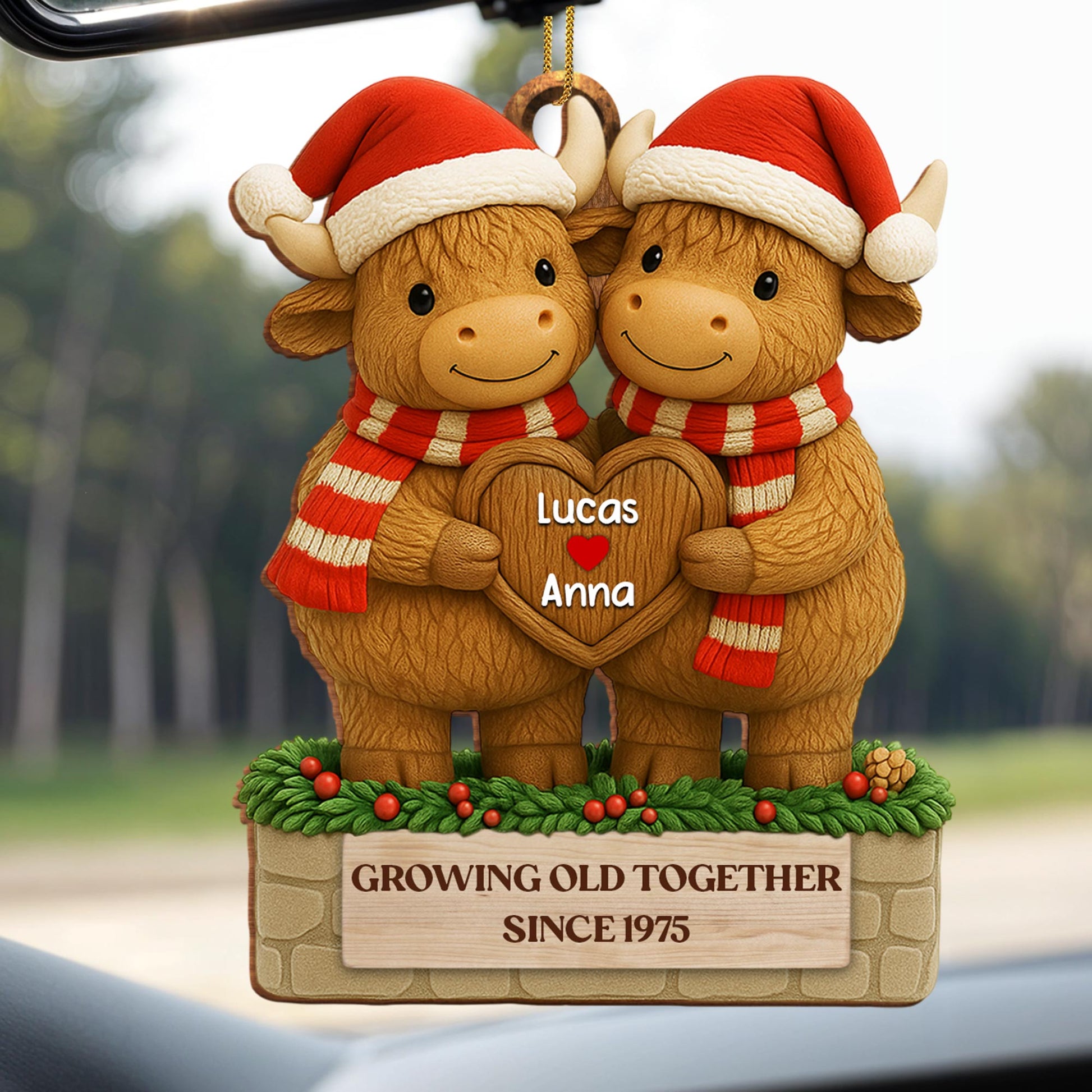 Growing Old Together, Oxen With Christmas Hats