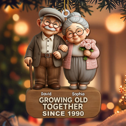 Growing Old Together, Elderly Couple With Roses
