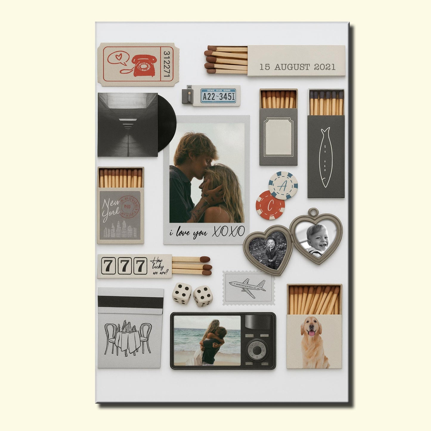 I Love You XOXO, Hearts And Camera - Personalized Custom Vertical Poster - CPL918_VPOS