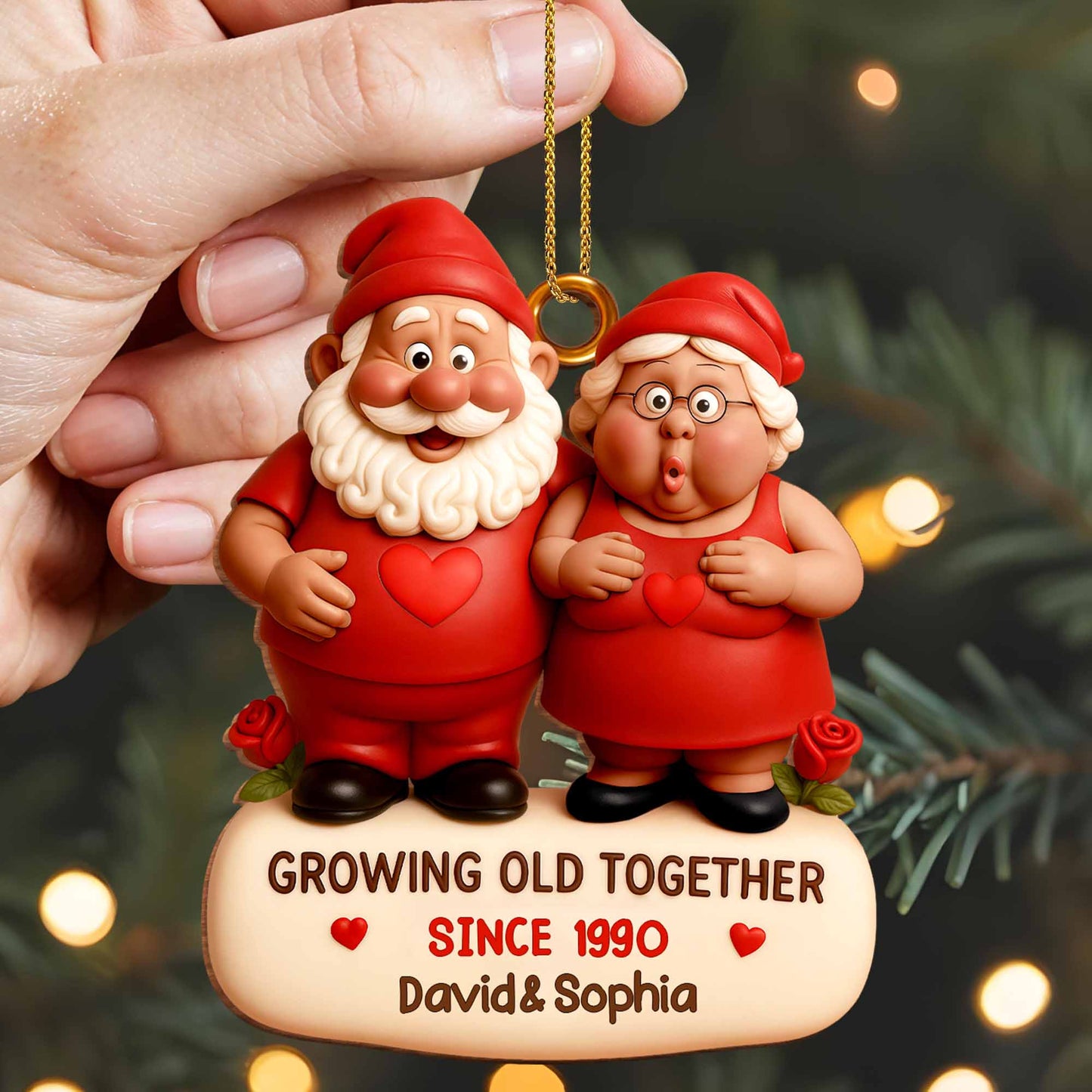 Growing Old Together With Gnome Couple and Hearts