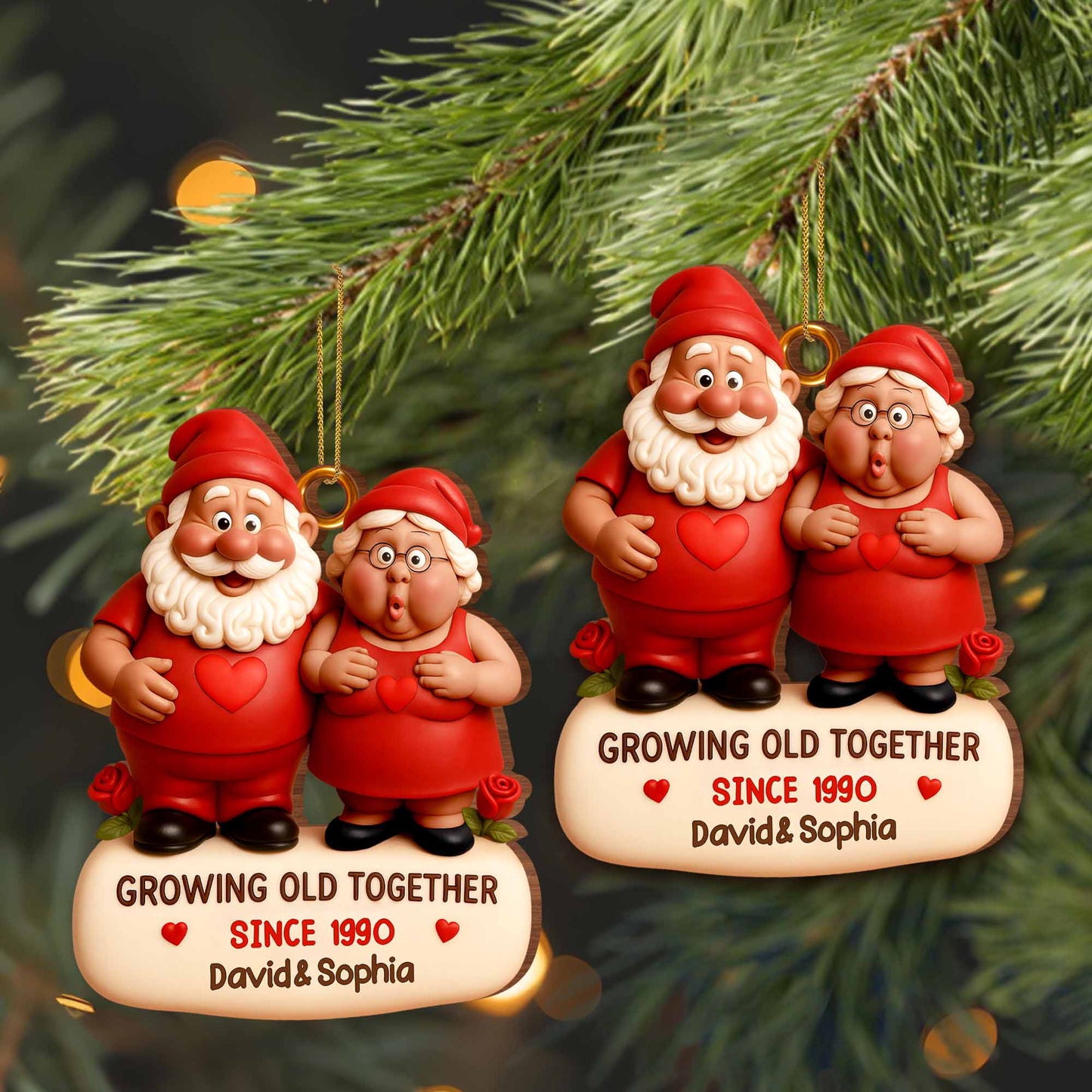 Growing Old Together With Gnome Couple and Hearts