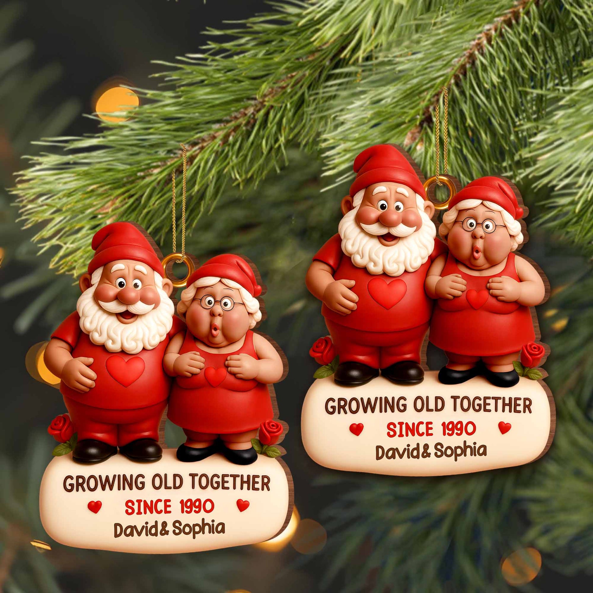 Growing Old Together With Gnome Couple and Hearts
