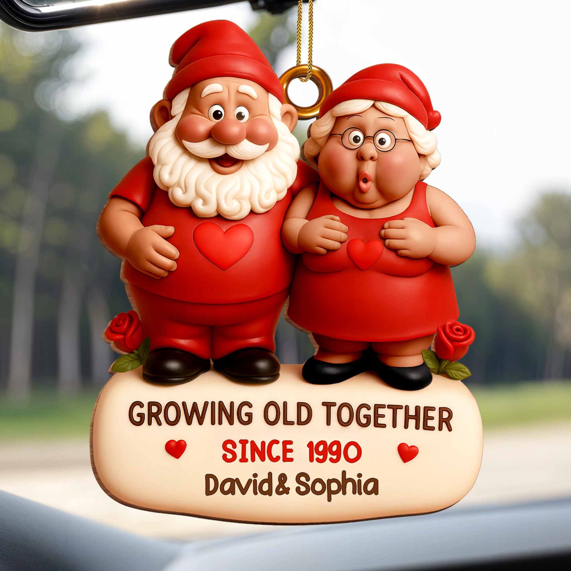 Growing Old Together With Gnome Couple and Hearts