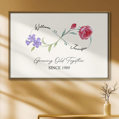 Growing Old Together With Elegant Flowers Design - Personalized Custom Horizontal Poster - CPL920_HPOS