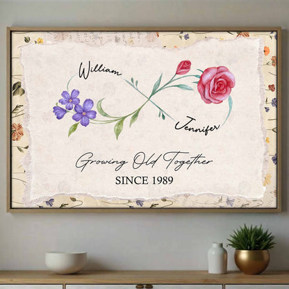 Growing Old Together With Elegant Flowers Design - Personalized Custom Horizontal Poster - CPL920_HPOS
