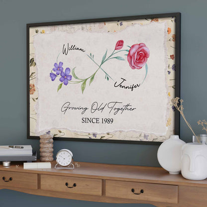 Growing Old Together With Elegant Flowers Design - Personalized Custom Horizontal Poster - CPL920_HPOS