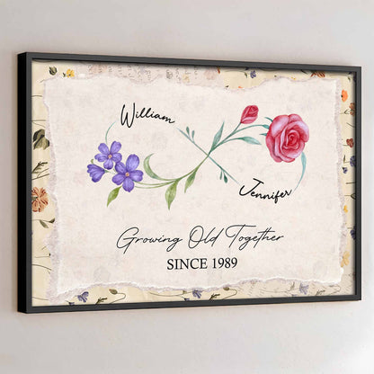 Growing Old Together With Elegant Flowers Design - Personalized Custom Horizontal Poster - CPL920_HPOS
