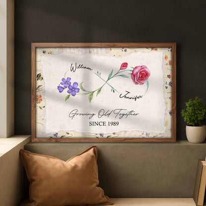 Growing Old Together With Elegant Flowers Design - Personalized Custom Horizontal Poster - CPL920_HPOS