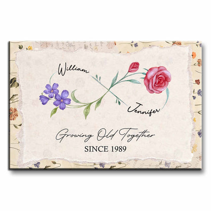 Growing Old Together With Elegant Flowers Design - Personalized Custom Horizontal Poster - CPL920_HPOS