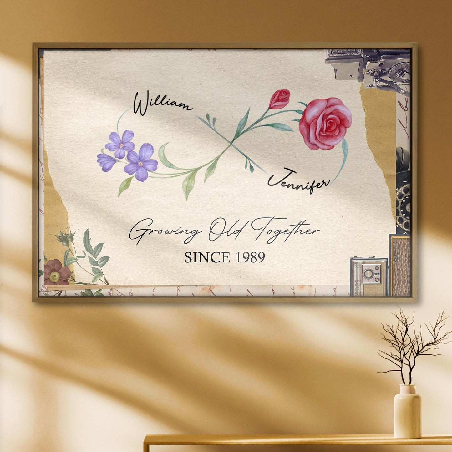 Growing Old Together With Elegant Flowers Design - Personalized Custom Horizontal Poster - CPL920_HPOS