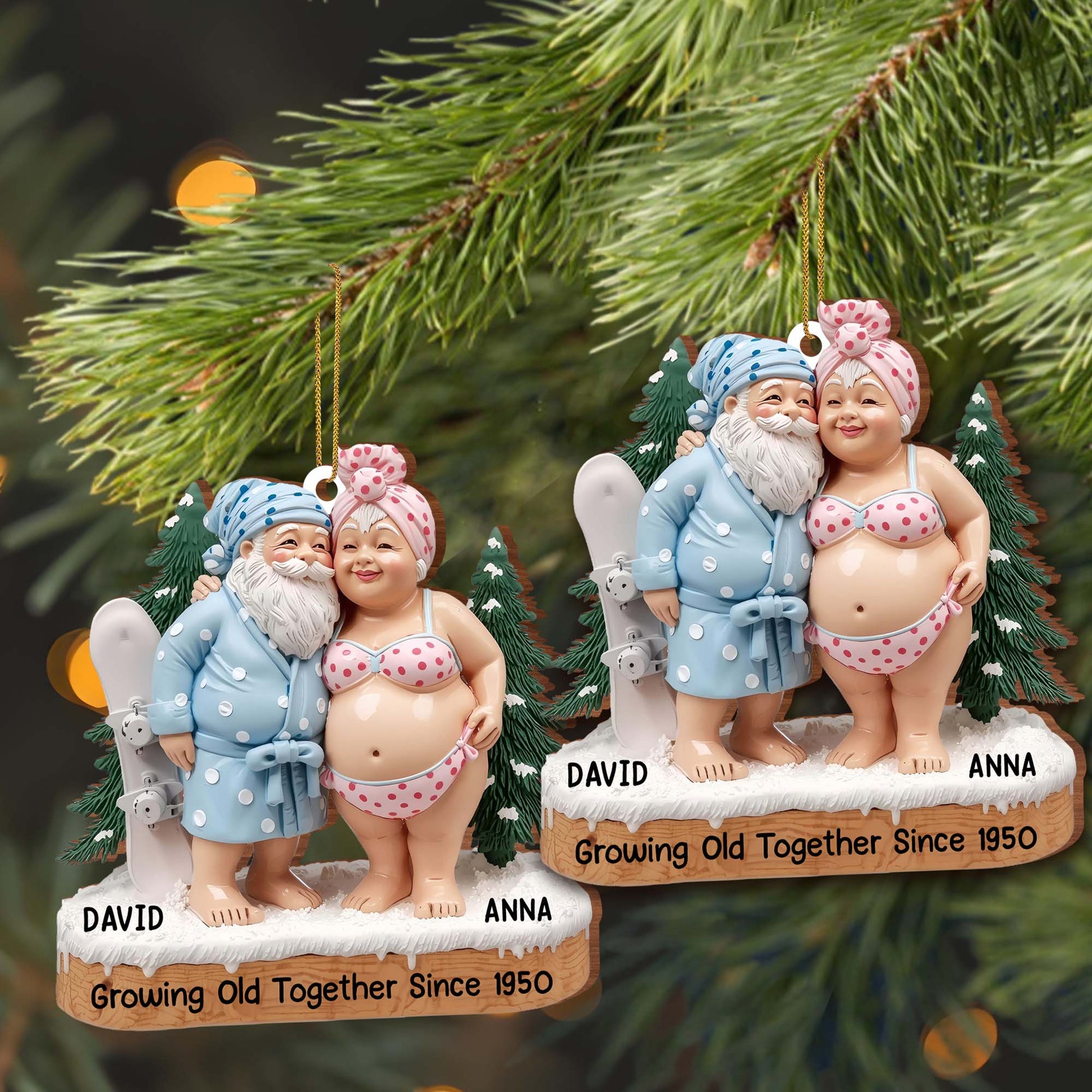 Growing Old Together, Elderly Couple In Beach Clothes