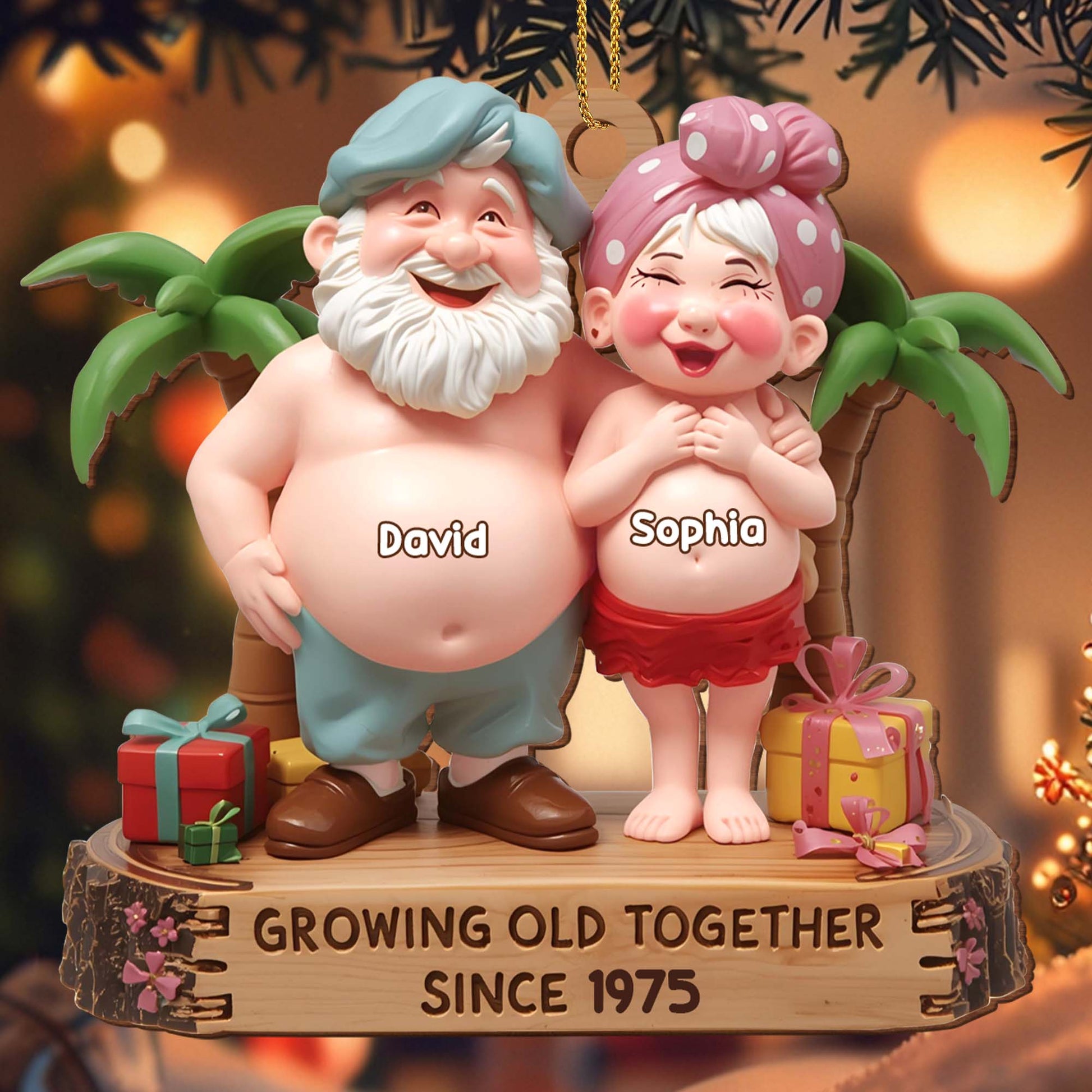 Growing Old Together, Elderly Couple With Palm Tree