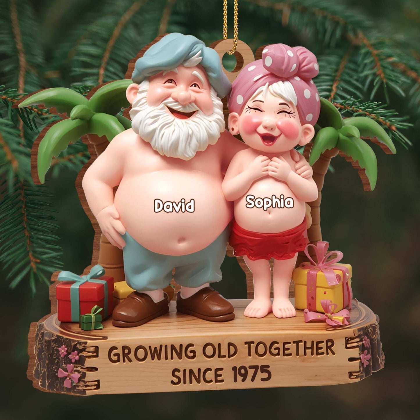 Growing Old Together, Elderly Couple With Palm Tree