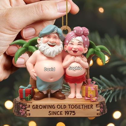 Growing Old Together, Elderly Couple With Palm Tree