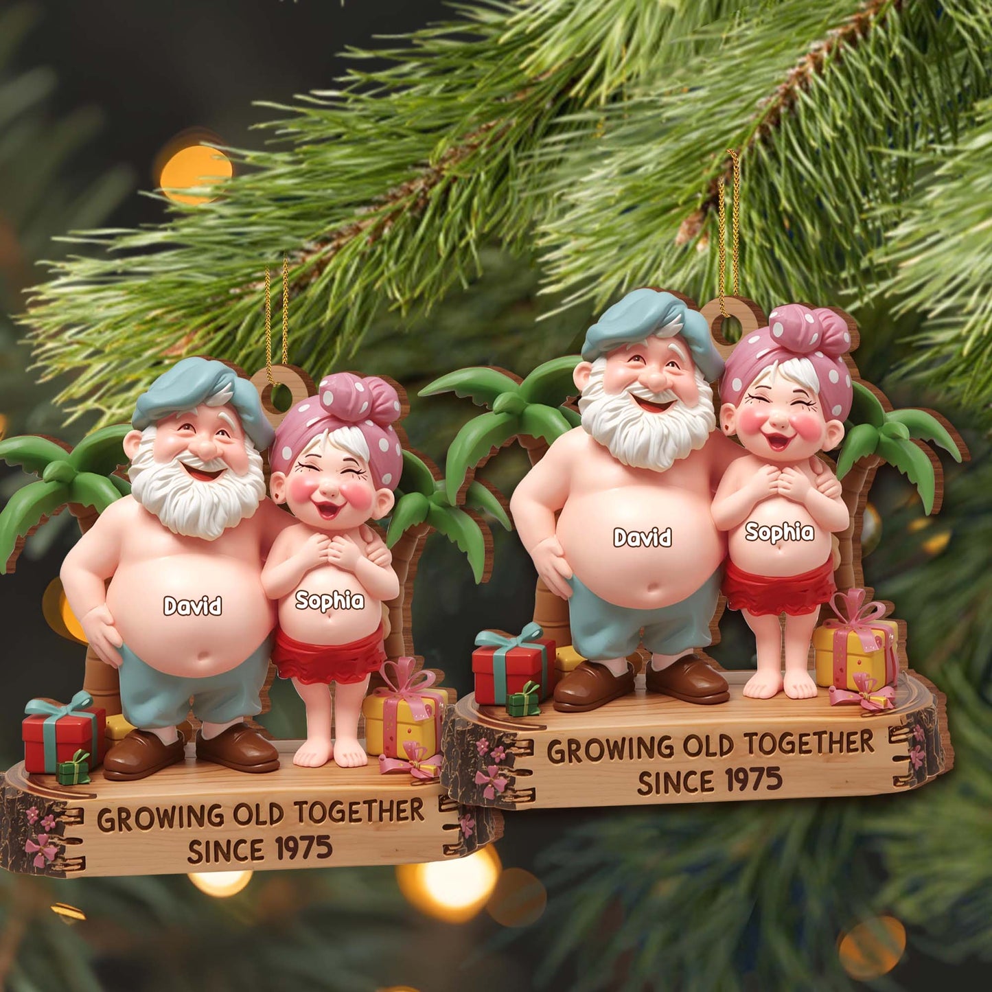 Growing Old Together, Elderly Couple With Palm Tree