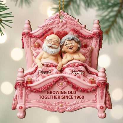 Growing Old Together, Elderly Couple On Bed