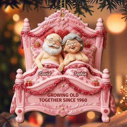 Growing Old Together, Elderly Couple On Bed