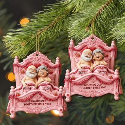 Growing Old Together, Elderly Couple On Bed