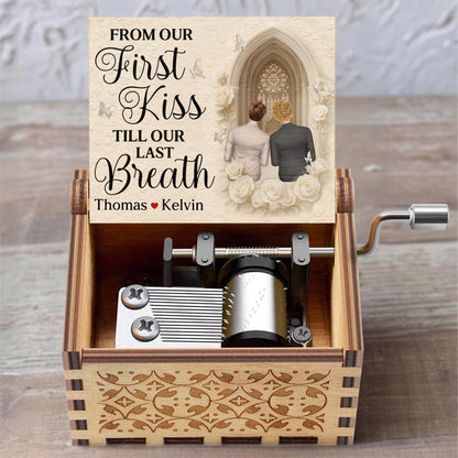 From Our First Kiss Till Our Last Breath With Roses And Wedding Arch