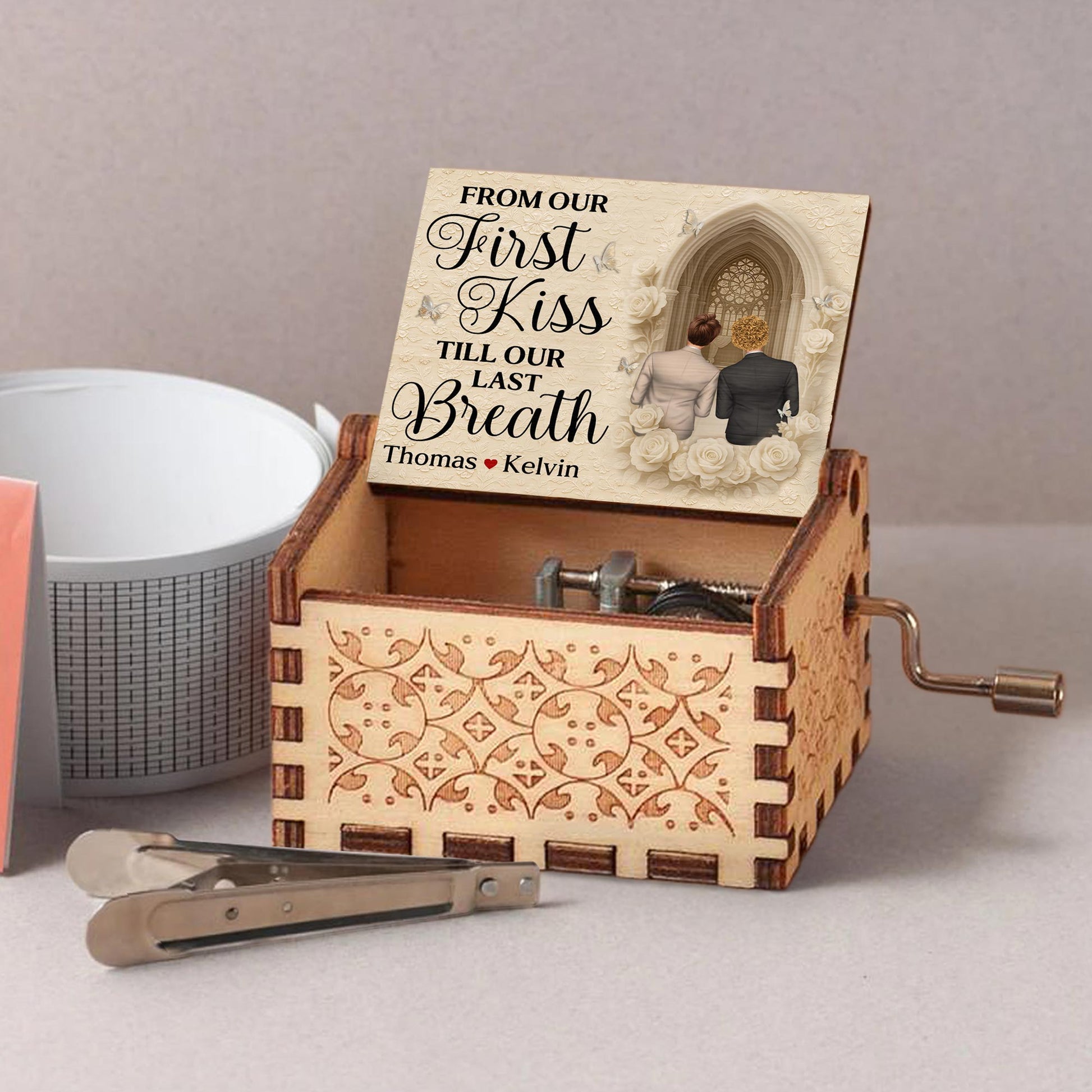 From Our First Kiss Till Our Last Breath With Roses And Wedding Arch