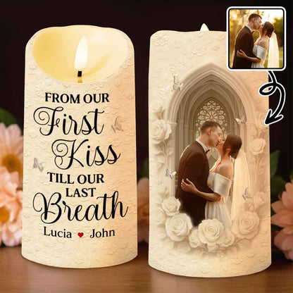 From Our First Kiss Till Our Last Breath With Roses and Wedding Imagery