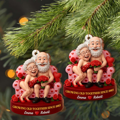 Growing Old Together, Elderly Couple With Roses