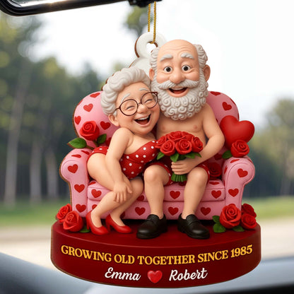 Growing Old Together, Elderly Couple With Roses
