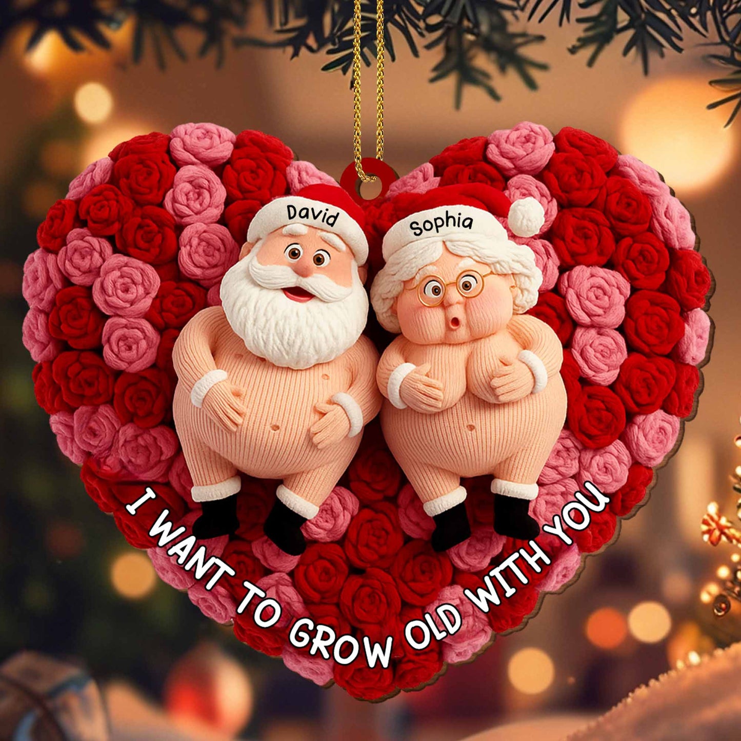 I Want To Grow Old With You, Santa And Flowers Heart