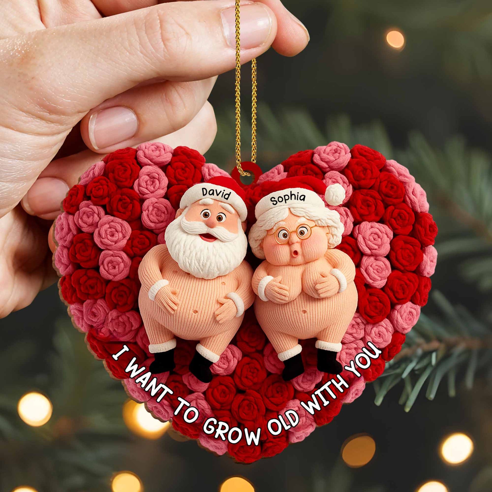 I Want To Grow Old With You, Santa And Flowers Heart