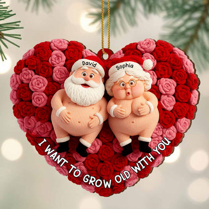 I Want To Grow Old With You, Santa And Flowers Heart