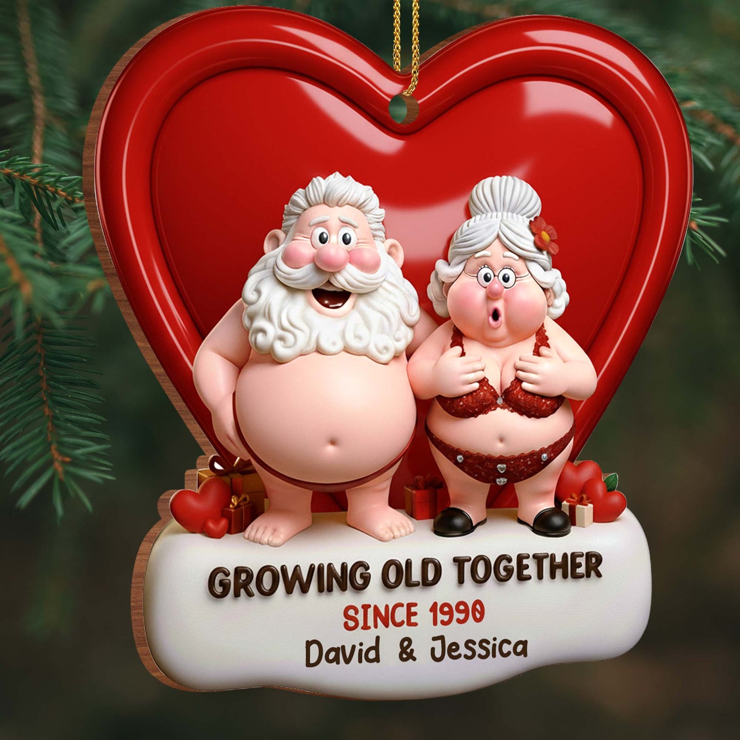 Growing Old Together Heart Ornaments