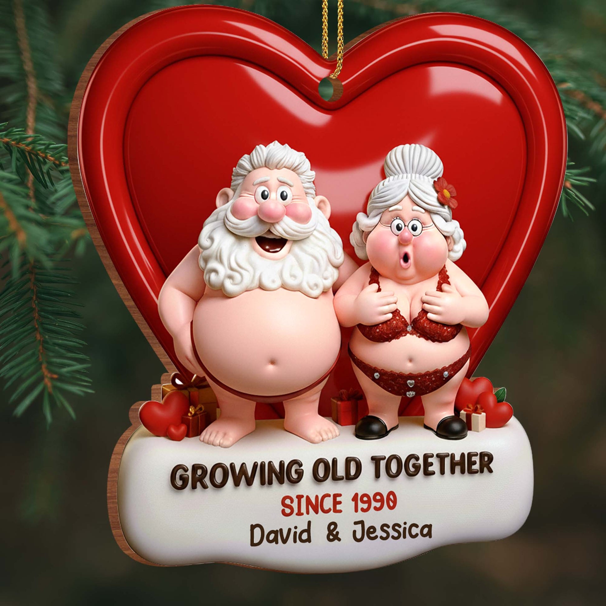Growing Old Together Heart Ornaments