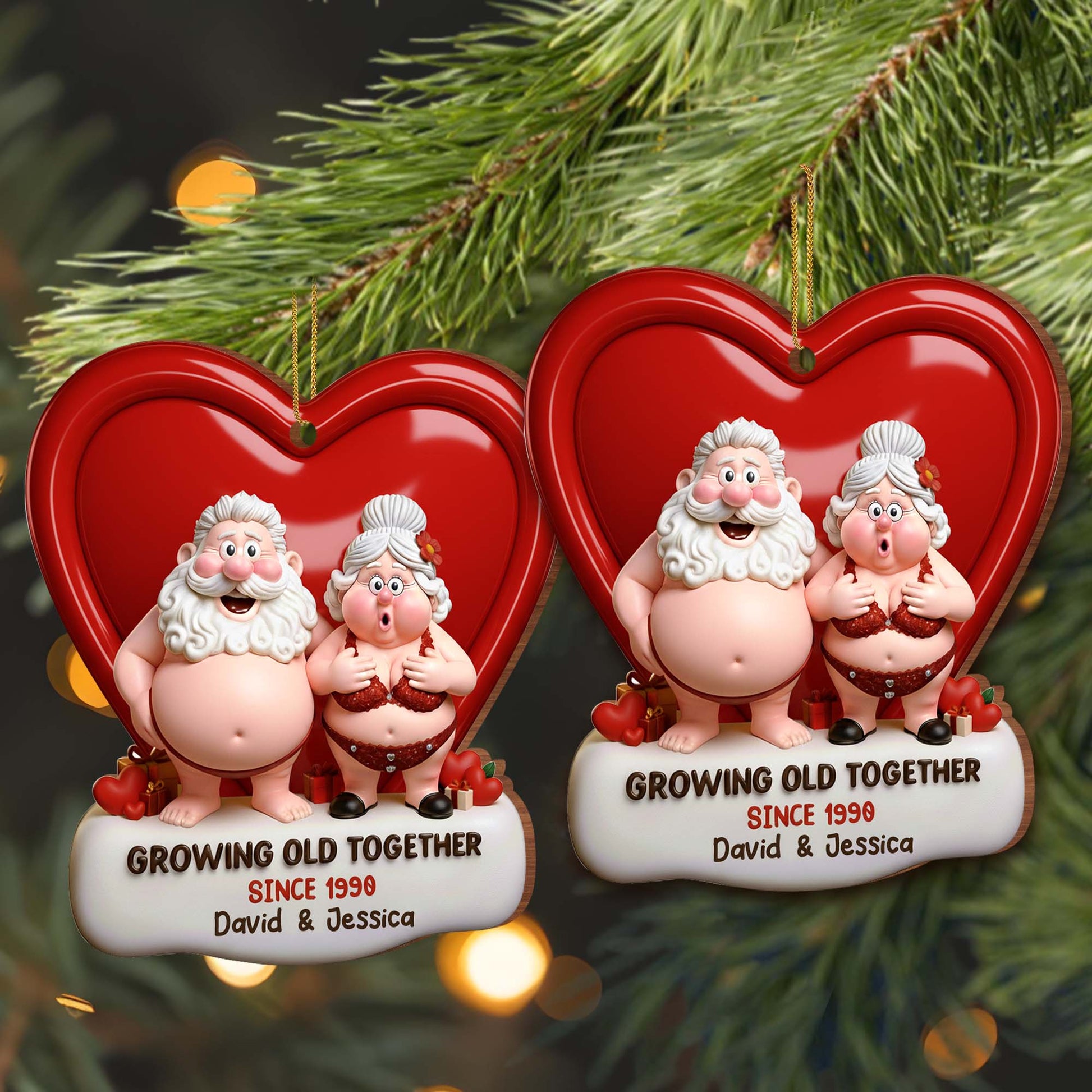 Growing Old Together Heart Ornaments
