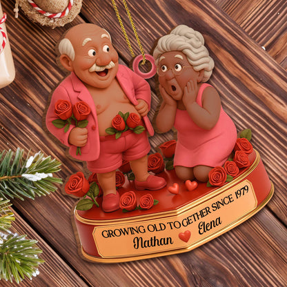 Growing Old Together Since With Elderly Couple And Roses