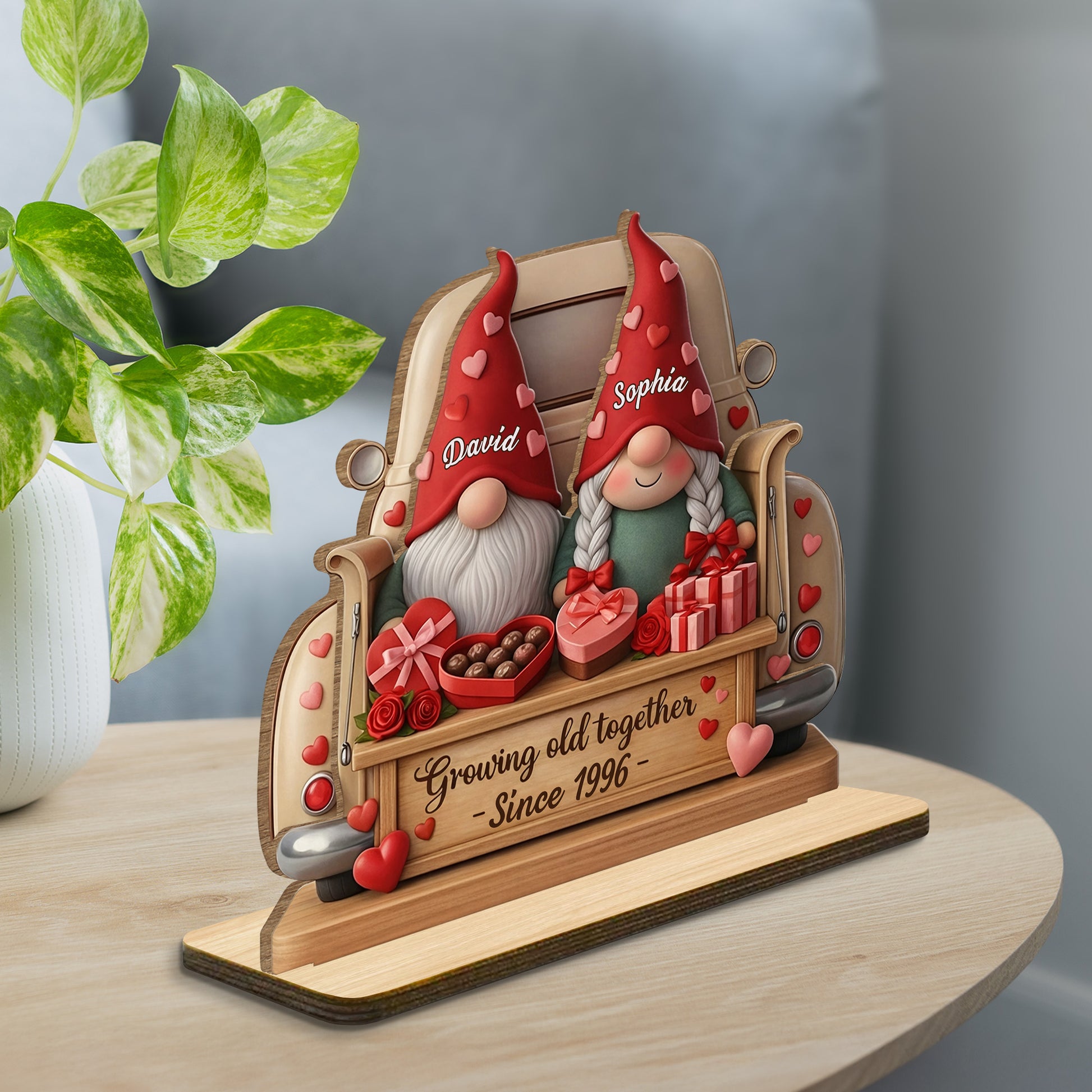 Growing Old Together With Gnomes, Hearts, And Roses