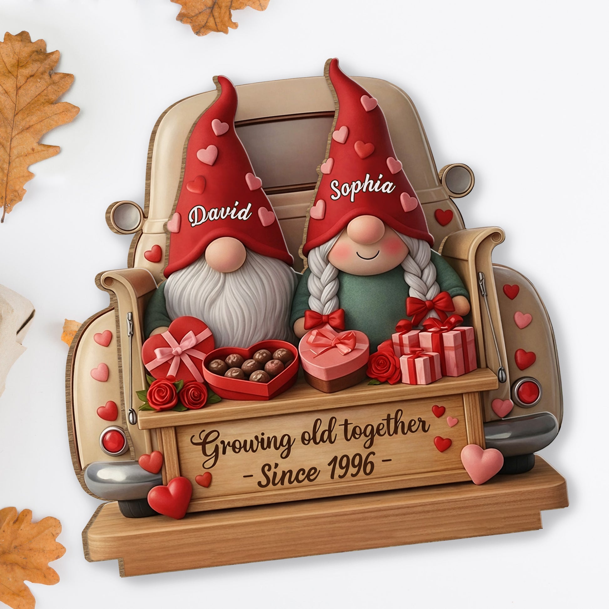 Growing Old Together With Gnomes, Hearts, And Roses