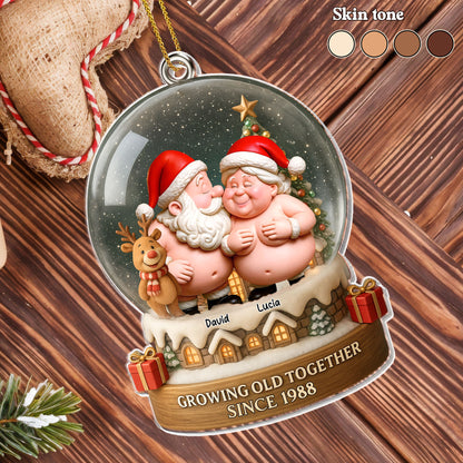 Growing Old Together With Santa Hats And Christmas Theme